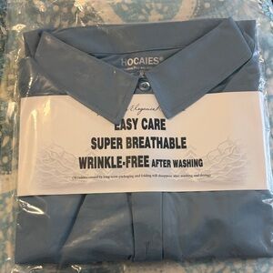 HOCAIES® Light Blue Breathable Collared Shirt